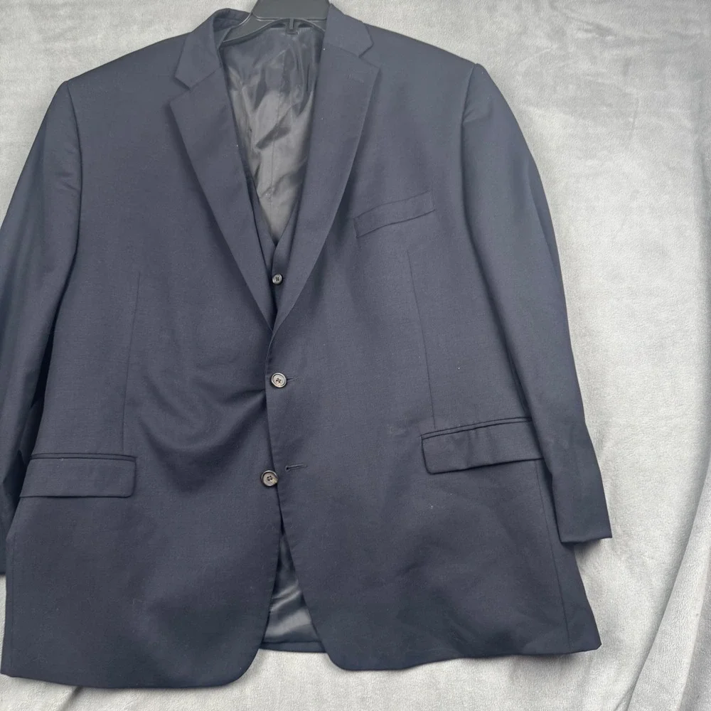 Lauren Ralph Lauren‎ Mens 50R Navy Blue 100% Wool Blazer and Vest 2 Piece Set